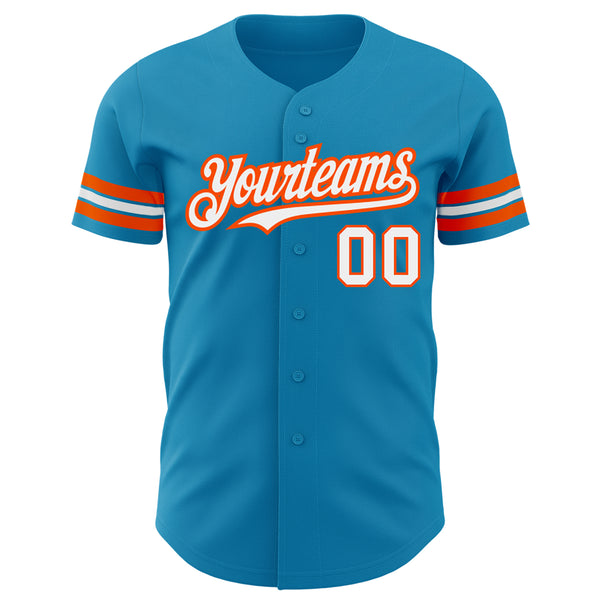 Custom Panther Blue White-Orange Authentic Baseball Jersey