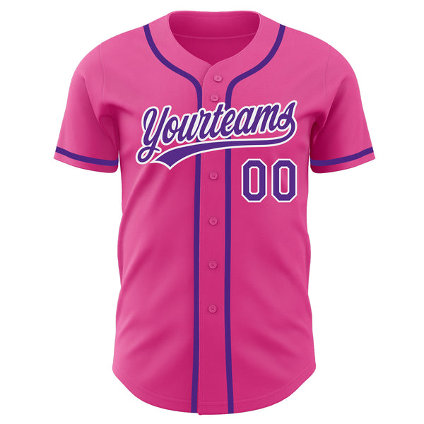 Custom Pink Purple-White Authentic Baseball Jersey