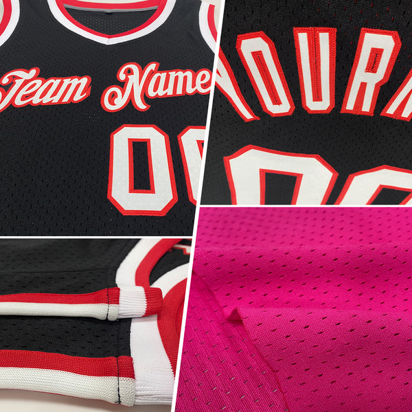 Custom Pink White-Purple Authentic Throwback Basketball Jersey