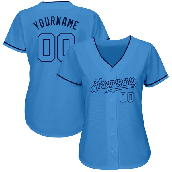 Custom Powder Blue Powder Blue-Navy Authentic Baseball Jersey