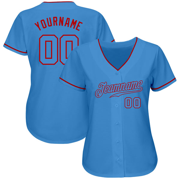 Custom Powder Blue Powder Blue-Red Authentic Baseball Jersey