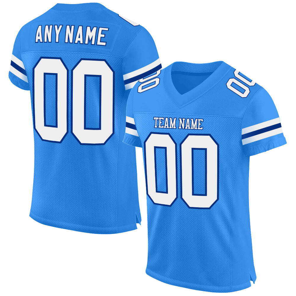 Custom Powder Blue White-Royal Mesh Authentic Football Jersey