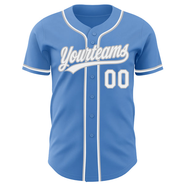 Custom Powder Blue White-Gray Authentic Baseball Jersey