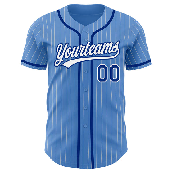 Custom Powder Blue White Pinstripe Royal Authentic Baseball Jersey