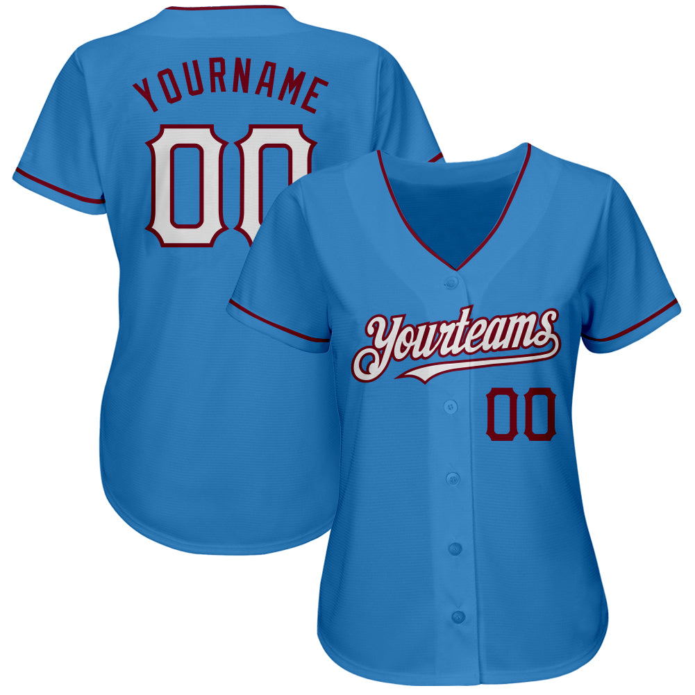 Custom Powder Blue White-Crimson Authentic Baseball Jersey – Fiitg