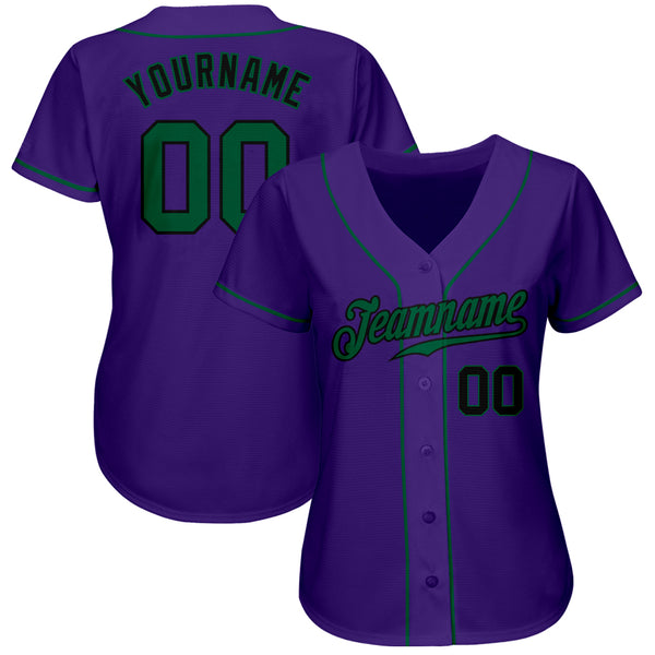 Custom Purple Kelly Green-Black Authentic Baseball Jersey