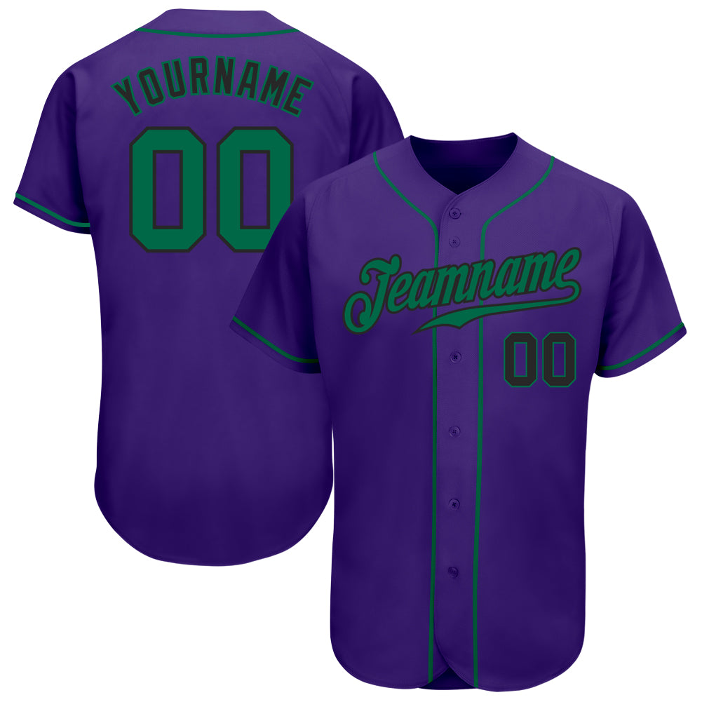 Custom Purple Kelly Green-Black Authentic Baseball Jersey