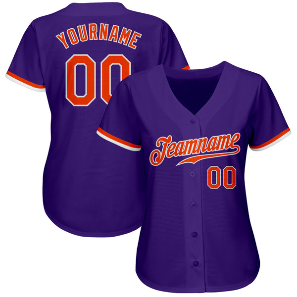 Custom Purple Orange-White Authentic Baseball Jersey