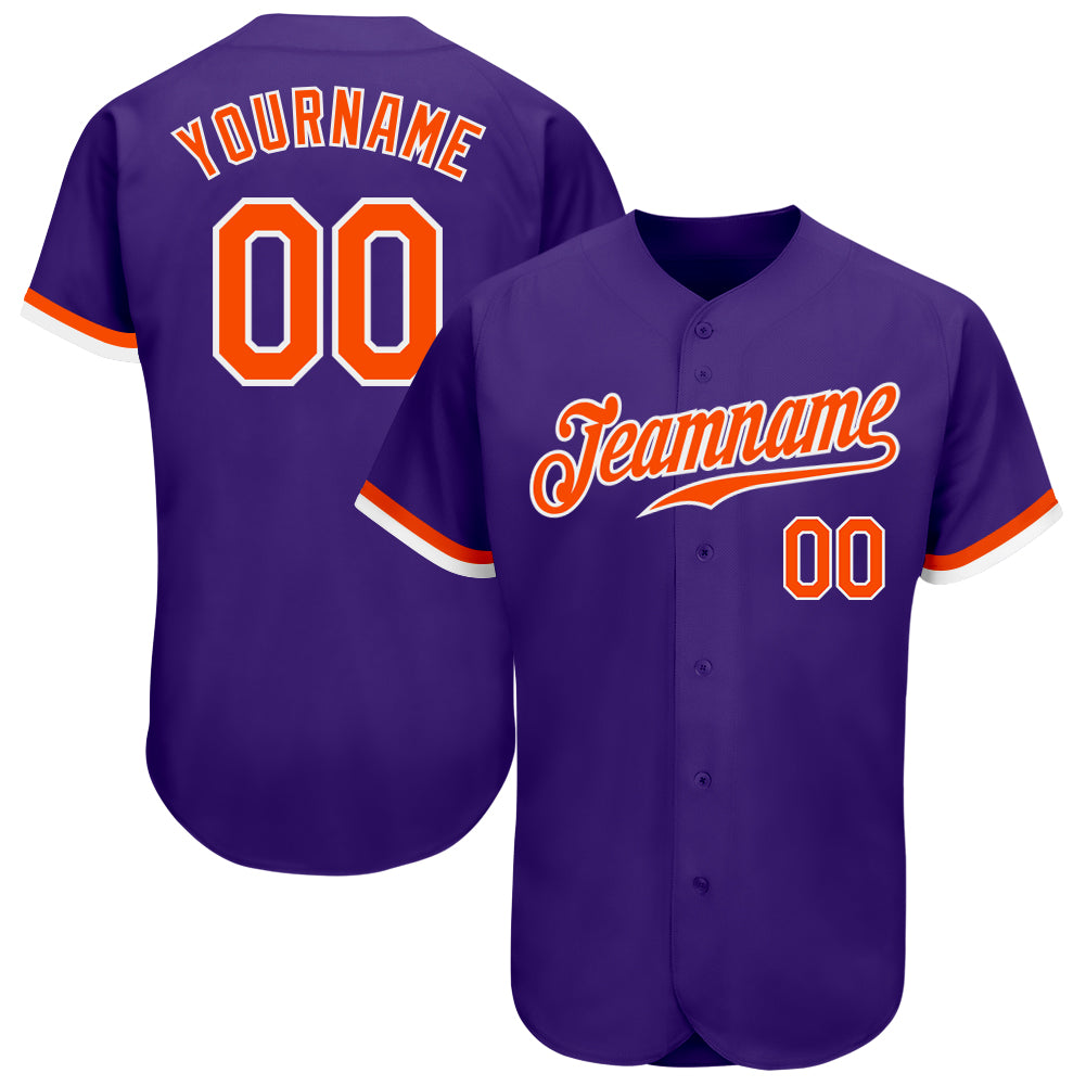 Custom Purple Orange-White Authentic Baseball Jersey