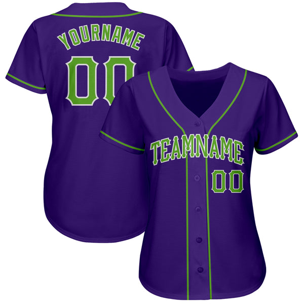 Custom Purple Neon Green-White Authentic Baseball Jersey