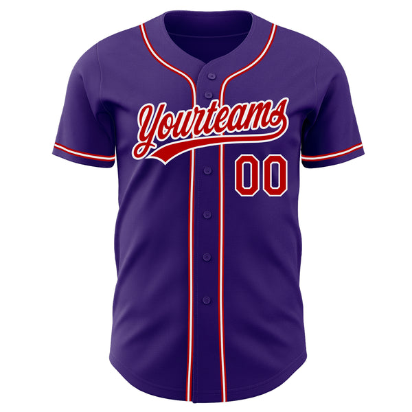 Custom Purple Red-White Authentic Baseball Jersey