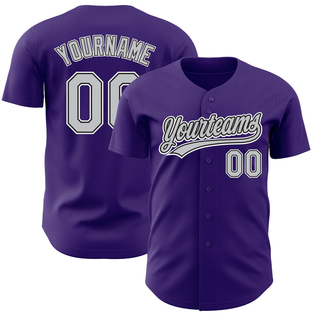 Custom Purple Gray-Black Authentic Baseball Jersey