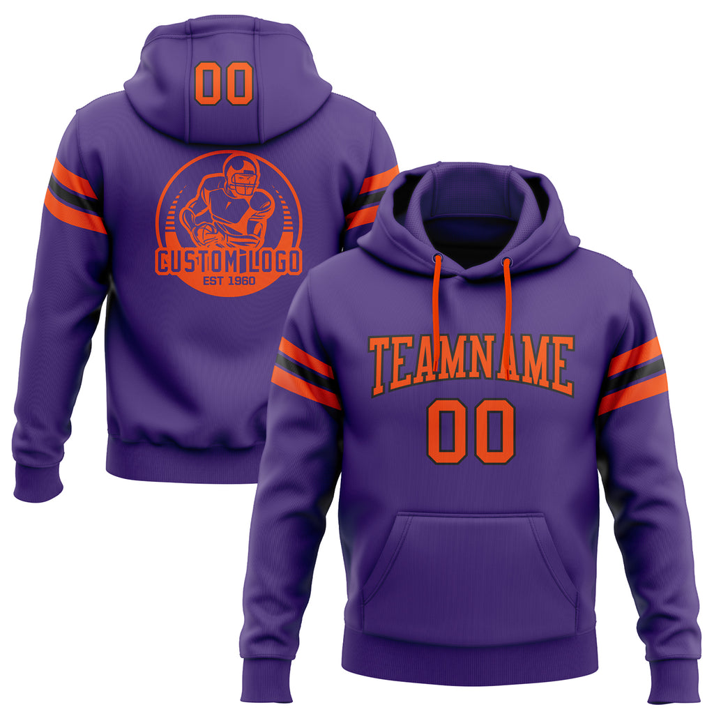 Custom Stitched Purple Orange-Black Football Pullover Sweatshirt Hoodie