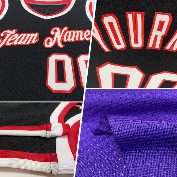 Custom Purple Black-Orange Authentic Throwback Basketball Jersey