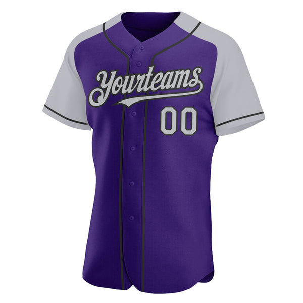 Custom Purple Gray-Black Authentic Raglan Sleeves Baseball Jersey