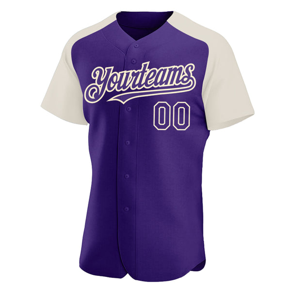 Custom Purple Cream Authentic Raglan Sleeves Baseball Jersey