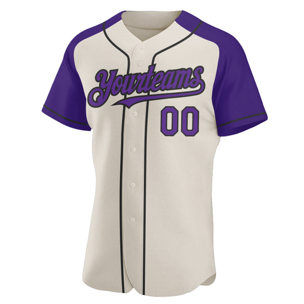 Custom Cream Purple-Black Authentic Raglan Sleeves Baseball Jersey