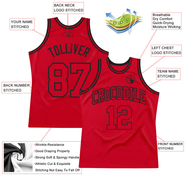 Custom Red Red-Black Authentic Throwback Basketball Jersey