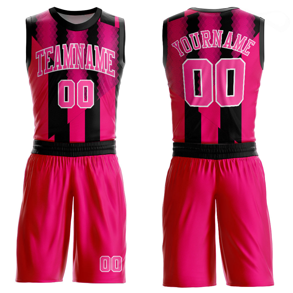FIITG Custom Basketball Suit Jersey Purple Pink-Black Round Neck Sublimation
