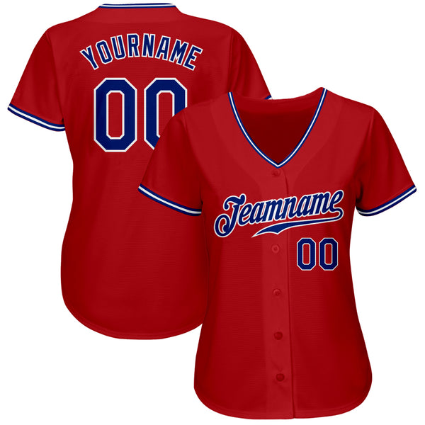 Custom Red Royal-White Authentic Baseball Jersey