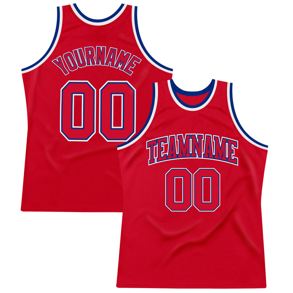 Custom Red Red-Royal Authentic Throwback Basketball Jersey