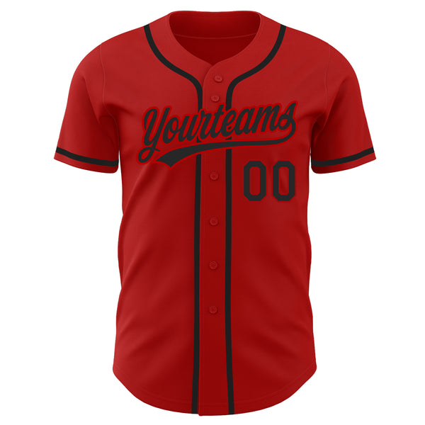 Custom Red Black Authentic Baseball Jersey