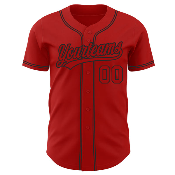 Custom Red Red-Black Authentic Baseball Jersey