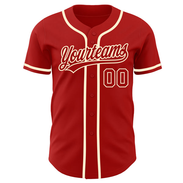 Custom Red Red-Cream Authentic Baseball Jersey