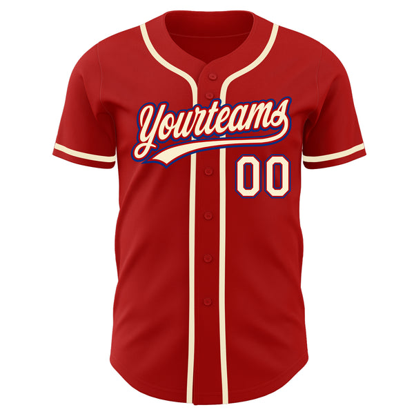 Custom Red Cream-Royal Authentic Baseball Jersey