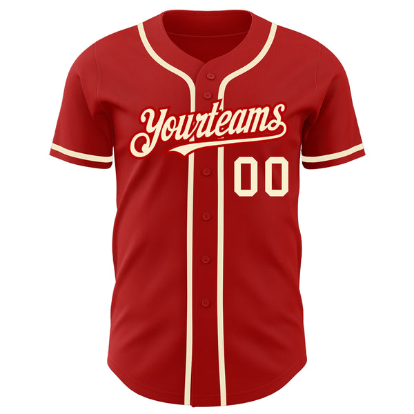 Custom Red Cream Authentic Baseball Jersey