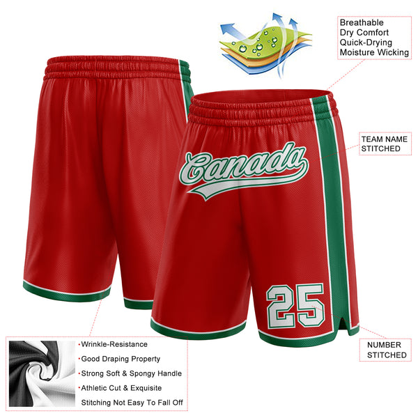 Custom Red White-Kelly Green Authentic Basketball Shorts