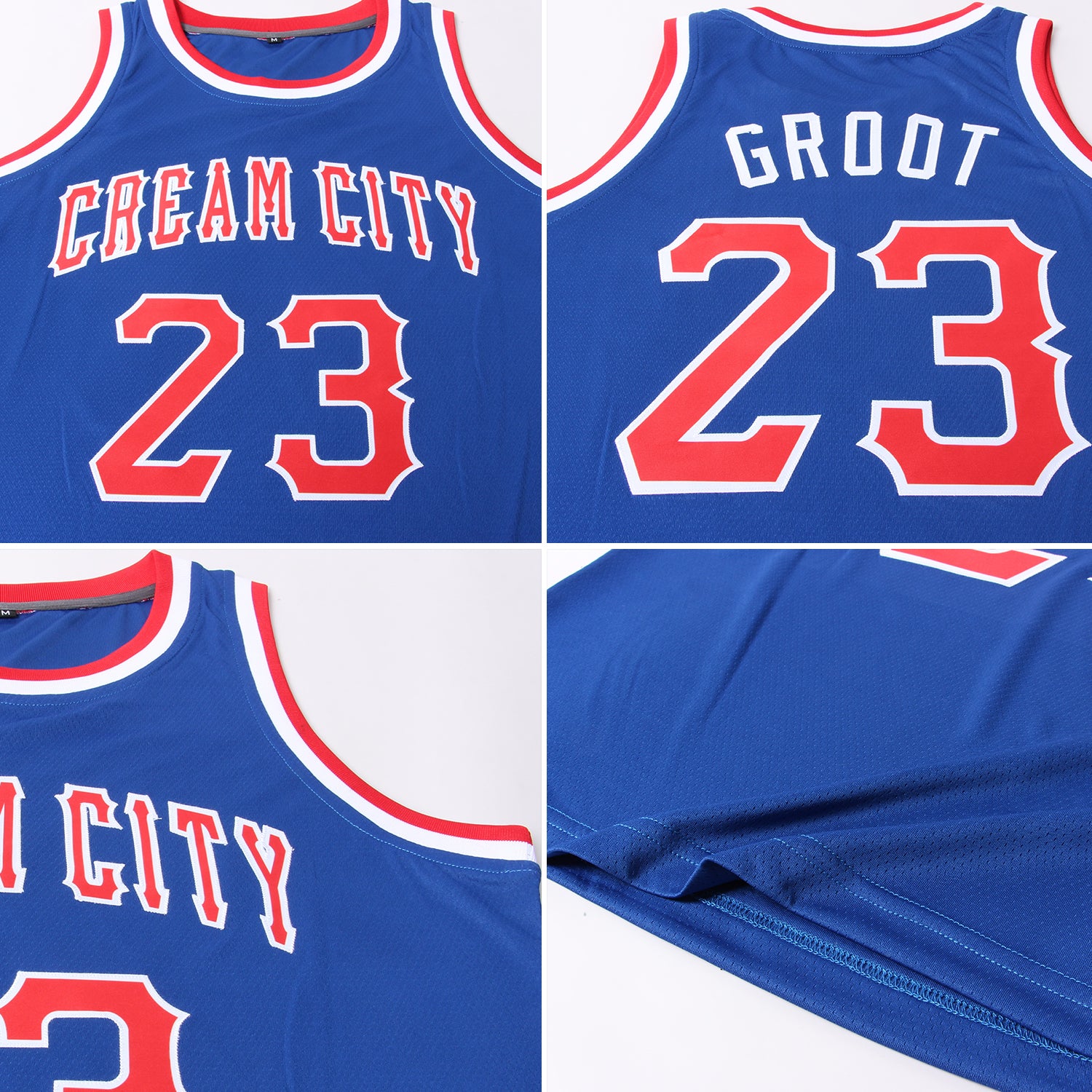 Custom Royal Red-White Round Neck Rib-Knit Basketball Jersey