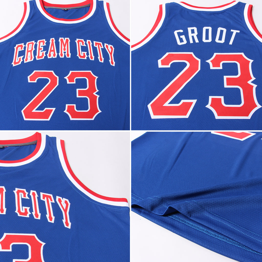 Custom White Royal-Red Authentic Split Fashion Basketball Jersey