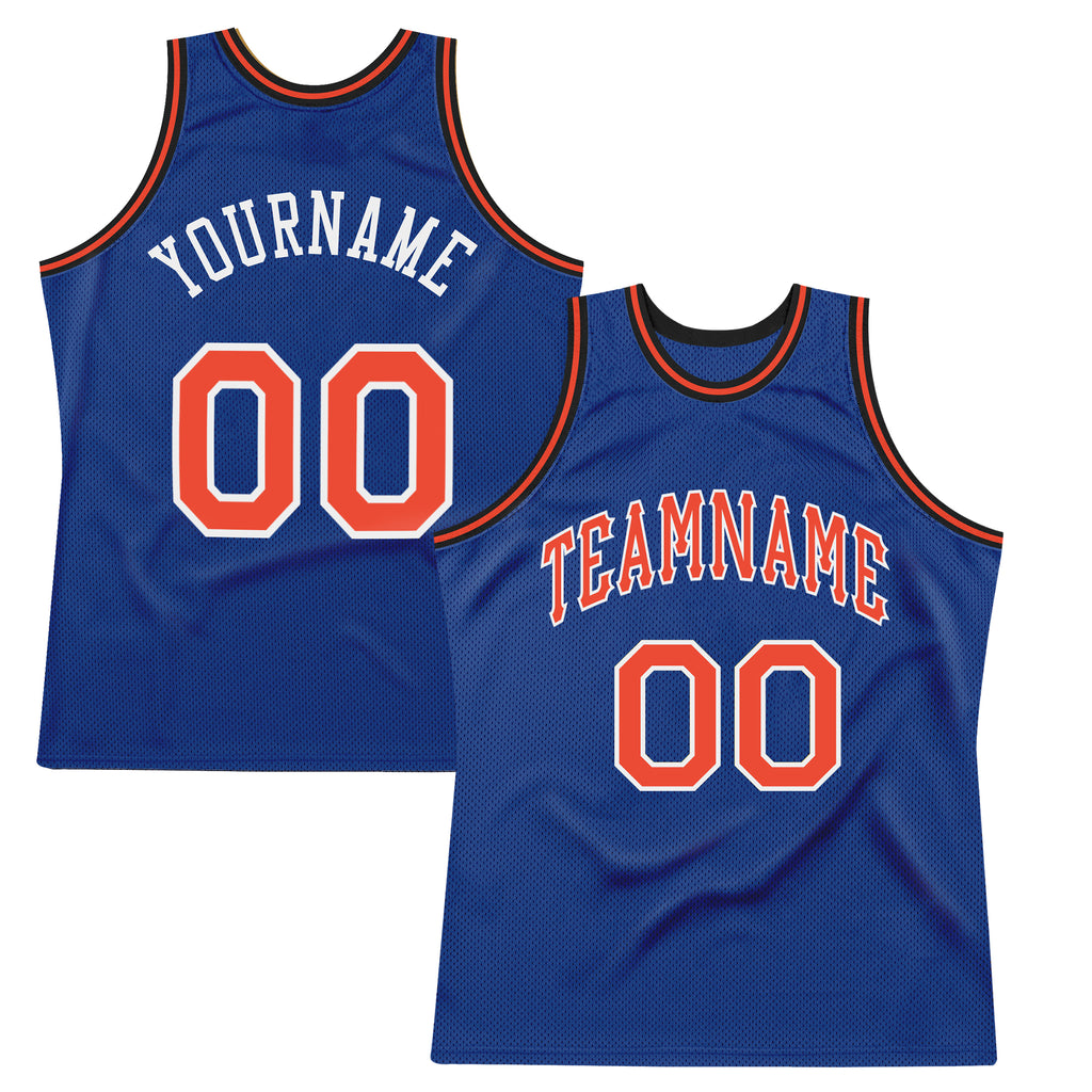 Custom Royal Orange-White Authentic Throwback Basketball Jersey