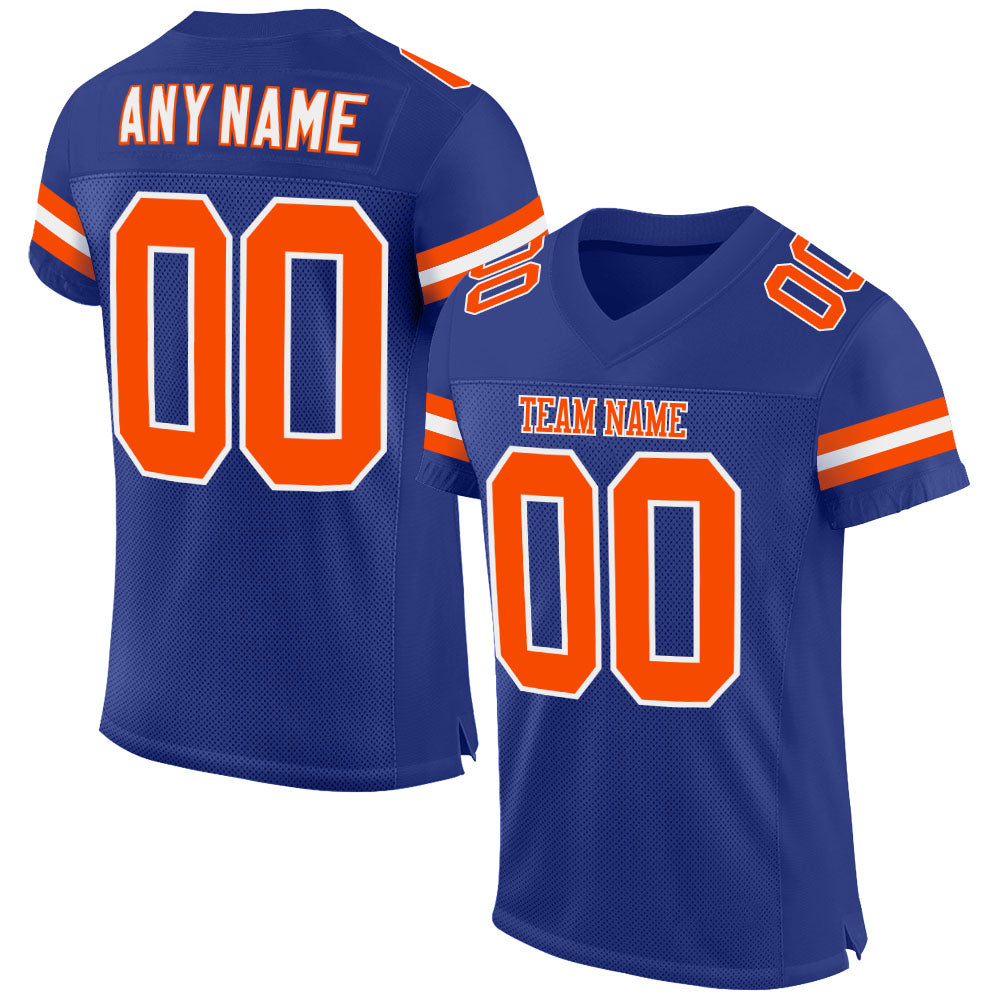 Custom Royal Orange-White Mesh Authentic Football Jersey