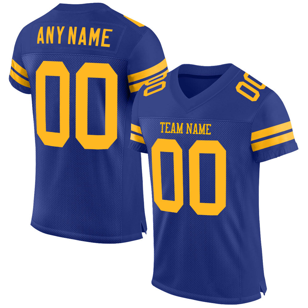 Custom Royal Gold Mesh Authentic Football Jersey