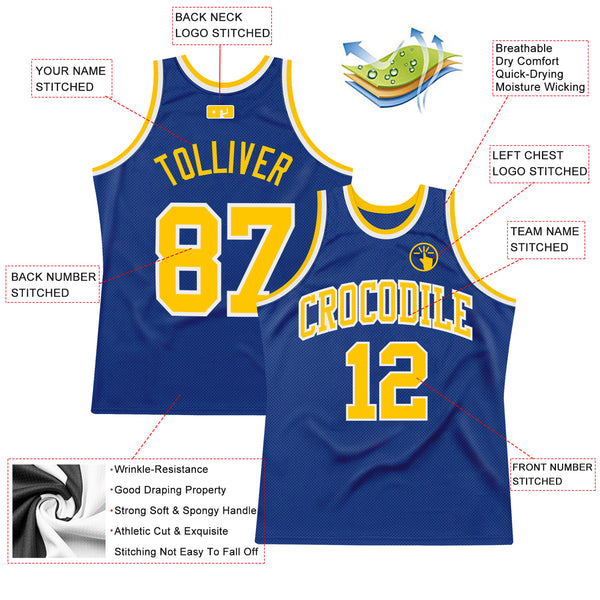 Custom Royal Gold-White Authentic Throwback Basketball Jersey