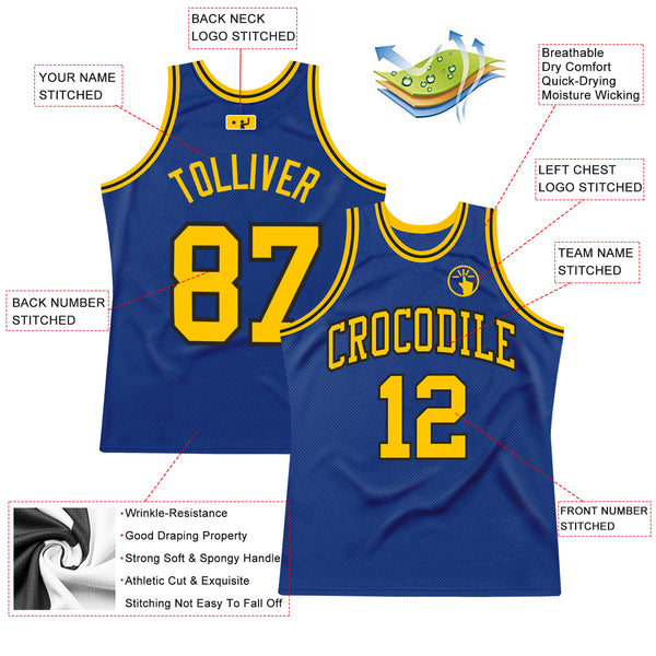 Custom Royal Gold-Black Authentic Throwback Basketball Jersey