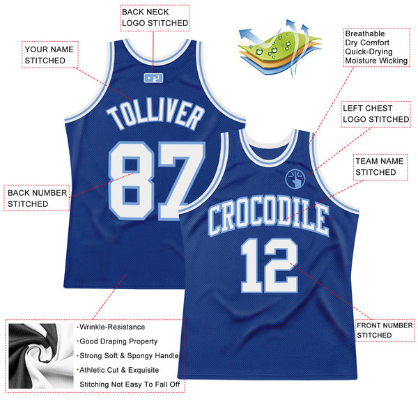 Custom Royal White-Light Blue Authentic Throwback Basketball Jersey