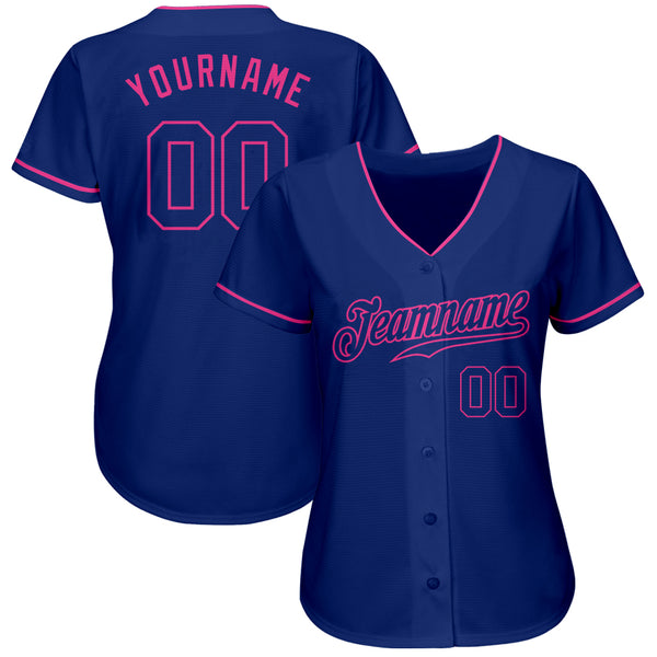 Custom Royal Royal-Pink Authentic Baseball Jersey