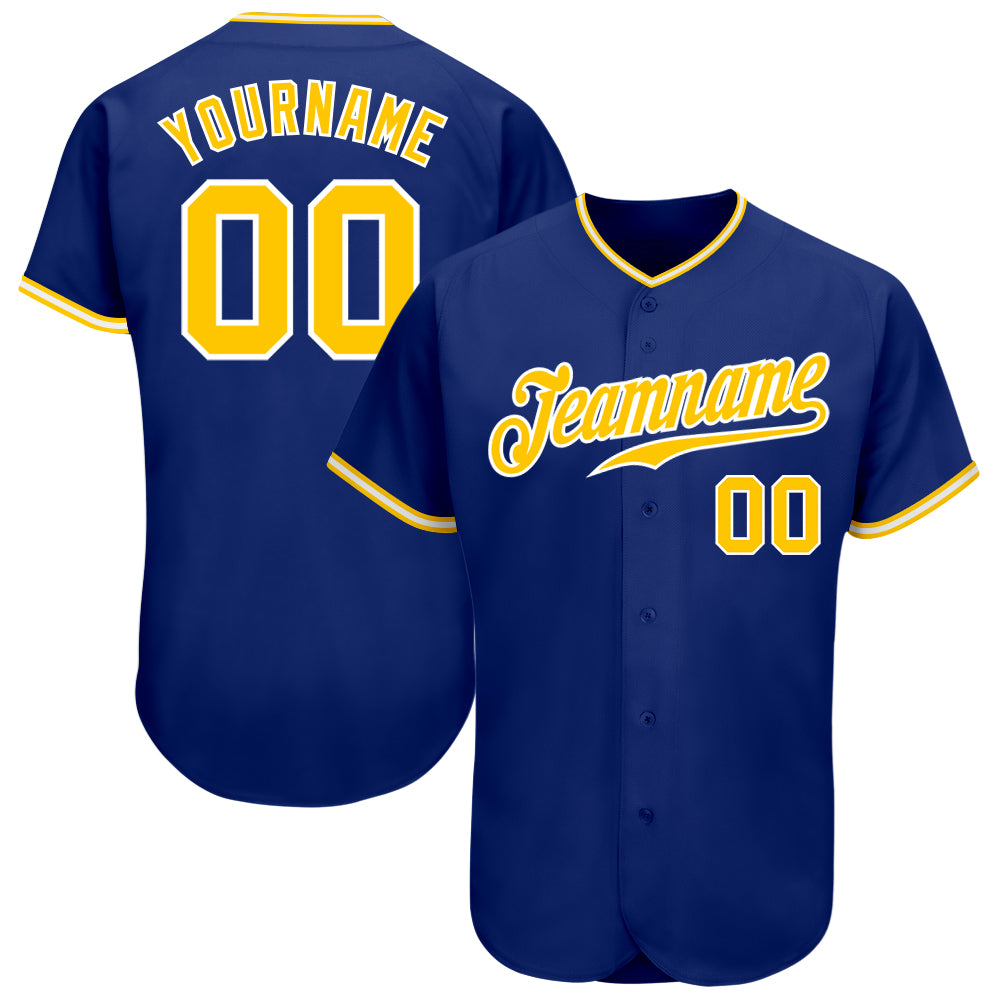 Custom Royal Gold-White Authentic Baseball Jersey