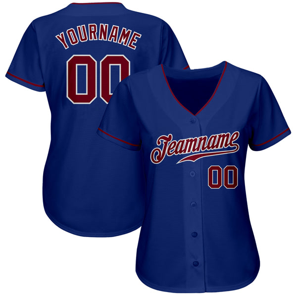 Custom Royal Crimson-White Authentic Baseball Jersey