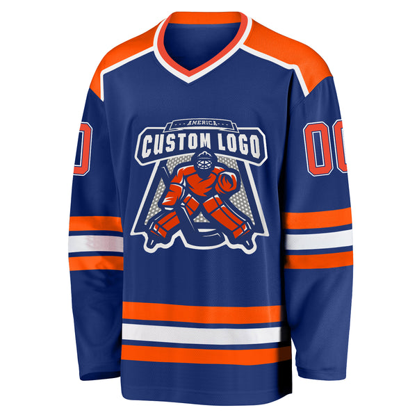 Custom Royal Orange-White Hockey Jersey