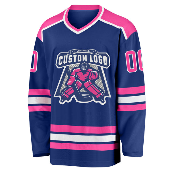 Custom Royal Pink-White Hockey Jersey