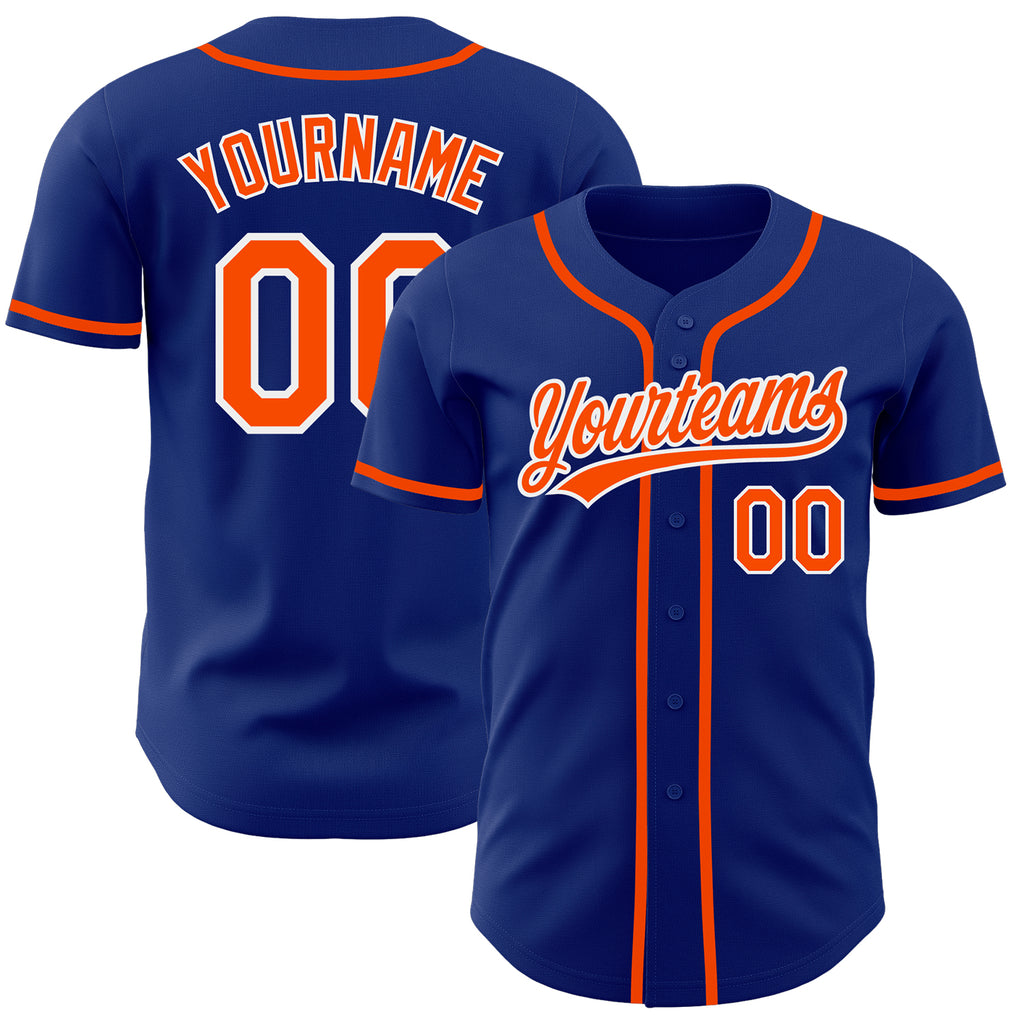 Custom Royal Orange-White Authentic Baseball Jersey