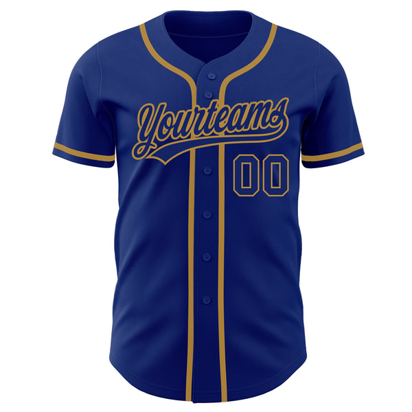 Custom Royal Royal-Old Gold Authentic Baseball Jersey