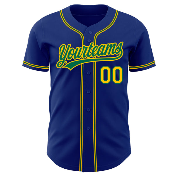 Custom Royal Gold-Kelly Green Authentic Baseball Jersey