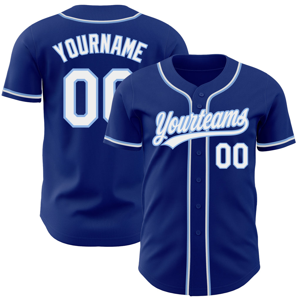 Custom Royal White-Light Blue Authentic Baseball Jersey