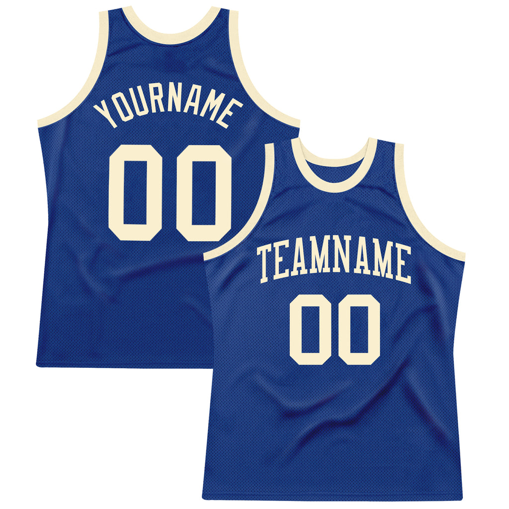 Custom Royal Cream Authentic Throwback Basketball Jersey