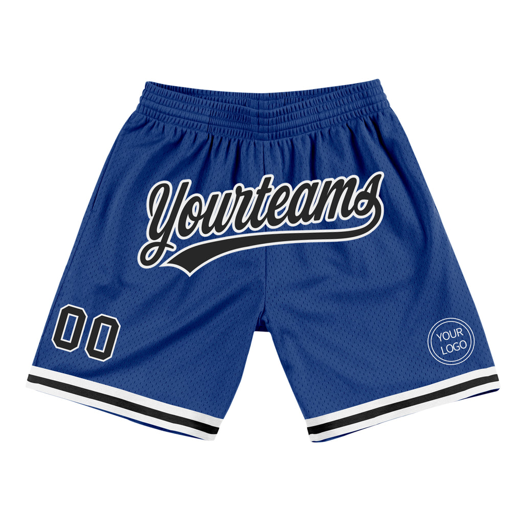 Custom Royal Black-White Authentic Throwback Basketball Shorts